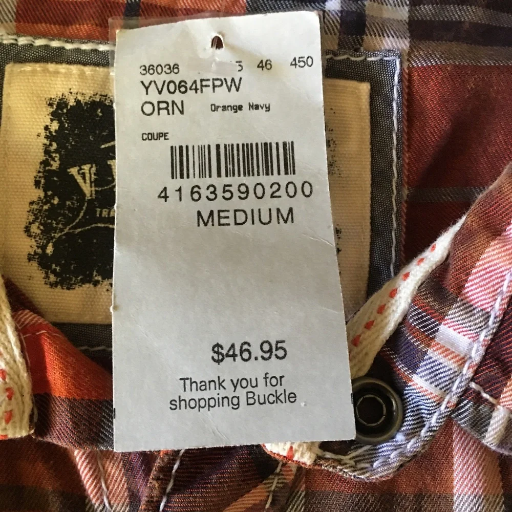 Buckle Boys Distressed Western Style Shirt size M